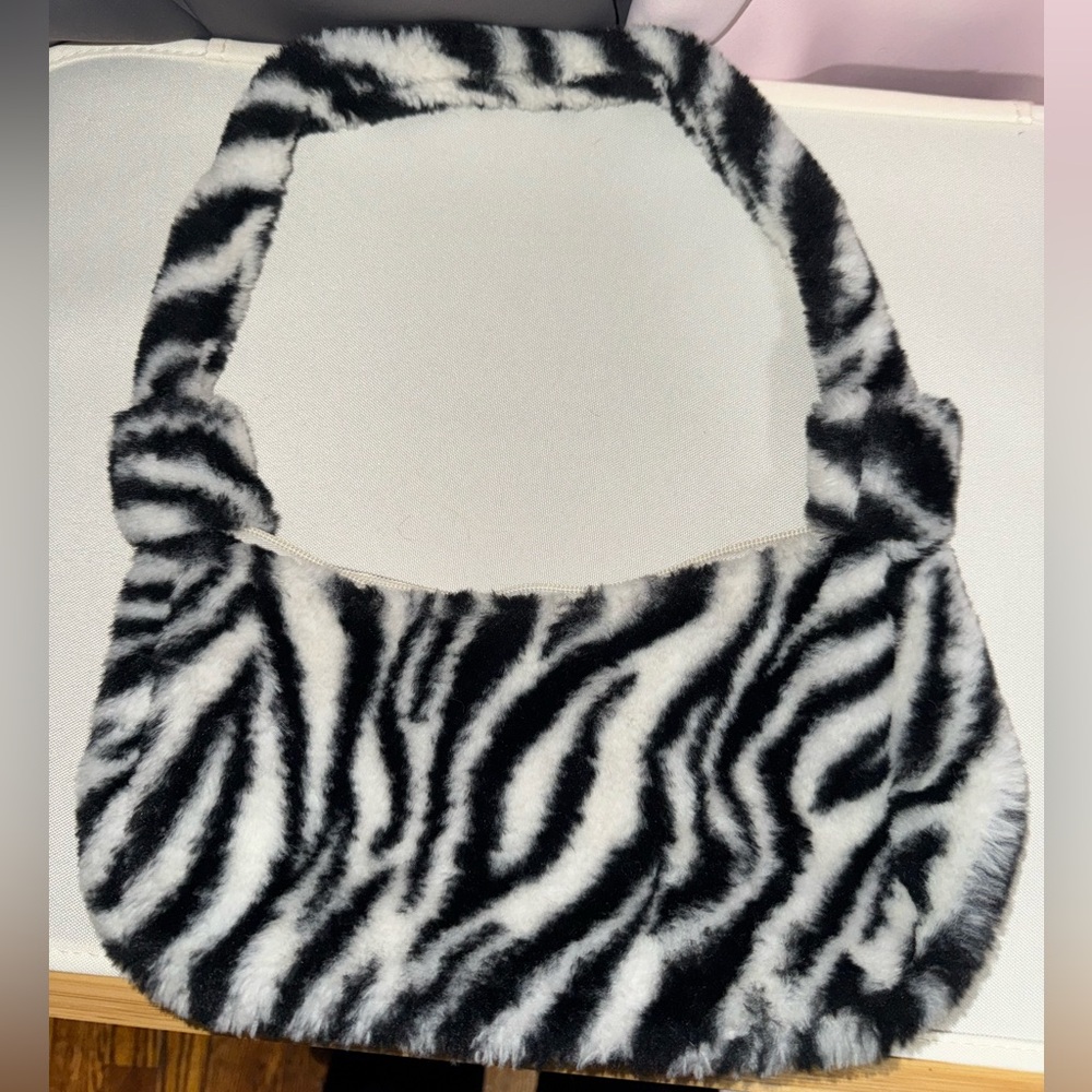 Zebra Faux Fur Shoulder Bag